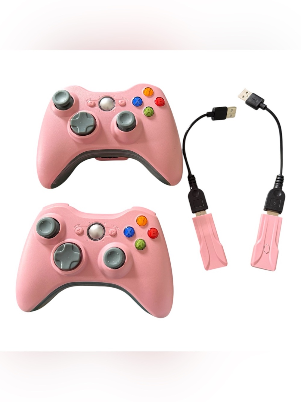 Xbox 360 Pink Wireless Gaming Controllers Bundle of 2